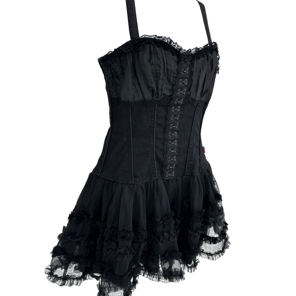 Rare Tripp NYC Tutu Corset Dress Womens Medium Black Tulle Authentic READ - Picture 3 of 16